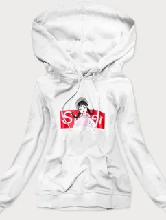 Bílá dámská sportovní mikina s kapucí (N4596)