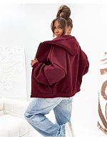 Teplá oversize mikina s kapucí, bordová (821112) Teplá oversize mikina s kapucí, bordová (821112)