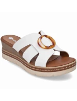 Dámské kožené žabky na platformě bílé Remonte D2L52-80