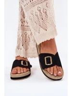 Dámské Sandały Na Platformě Se Zlatou Přezkou Černé Selira