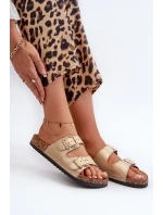 Dámské pantofle Fronila se zlatými přezkami