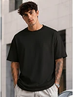 Pánské základní bavlněné tričko oversize černé FashionStreet RX5682