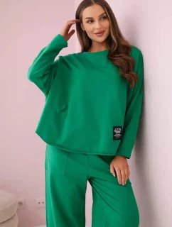 Bavlněná mikina kalhoty set zelený