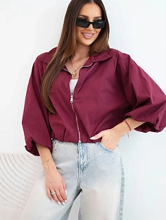 Dámská bavlněná bomber bunda na zip švestková