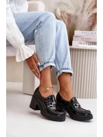 Zazoo 20175 Lakované Polobotky Dámské Na Podpatku Přírodní Kůže Černé