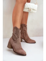 Dámské Kožené Kotníkové Boty Na Podpatku Hnědé S.Barski HY51-125