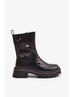 Dámské Kotníkové Boty z Eko Kůže na Zip s Ozdobnými Detaily Černé Reritha Dámské Kotníkové Boty z Eko Kůže na Zip s Ozdobnými Detaily Černé Reritha