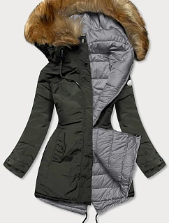 Dámská oboustranná zimní bunda army-grey (m-21508)