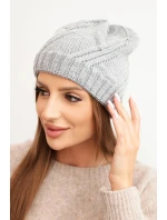 Dámská zimní čepice s vlnou volného střihu K442 šedá