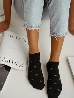 Dámské nízké ponožky Listy Černé