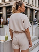 Dámská letní souprava s motýlem z měkké viskózy v béžové barvě FashionStreet AY1191