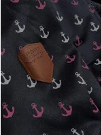 Tmavě modrá teplá rozepínací mikina se vzorem kotev (2307)