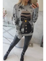 Vánoční svetr se sněhulákem šedý