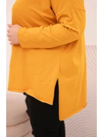 Dámská blůza Plus Size asymetrická s dlouhým rukávem hořčicová