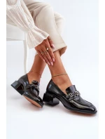 Lakované lodičky na podpatku černé S.Barski MR38-960