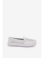 Kožené Dámské Mokasíny S Vzorováním Vinceza 88028 Bílé Kožené Dámské Mokasíny S Vzorováním Vinceza 88028 Bílé