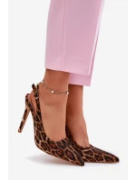 Zdobené Sandály Na Jehlách Panthera Hnědé Kemonia