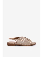 Kožené Sandály Na Plochém Podpatku S Ozdobou S.Barski KV51-094 Zlaté