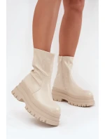 Boty Na Masivní Platformě Eko Kůže Béžové Kylira