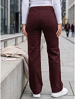 Dámské džíny s širokými nohavicemi a vysokým pasem, vínové, FashionStreet UY3090 Dámské džíny s širokými nohavicemi a vysokým pasem, vínové, FashionStreet UY3090