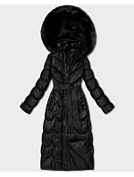 Klasický prošívaný kabát s kapucí Minority black (T3-2620#-1)