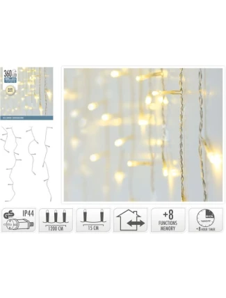 VÁNOČNÍ STROMEK SVĚTLA VENKOVNÍ SVĚTLO OPONA 360 VEDL ČASOVAČ TEPLÁ BÍLÁ PRŮHLEDNÝ KABEL