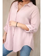 Bavlněná mušelínová košile oversize tmavě pudrově růžová