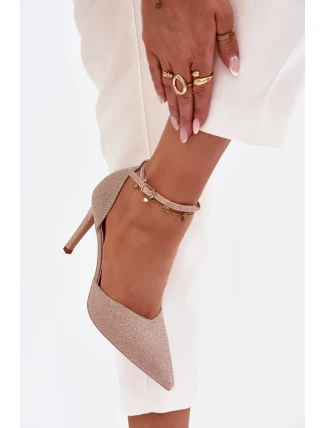 Třpytivé lodičky s páskem šampaňské Joranne