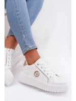 Dámské tenisky na platformě s ozdobným detailem Bílé Iselora Dámské tenisky na platformě s ozdobným detailem Bílé Iselora