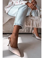 Podpatky s výřezy a zlatou sponou Vinceza 62288 Světle šedé