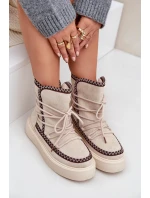 Dámské sněhule s výšivkou na platformě světle béžové Naleris
