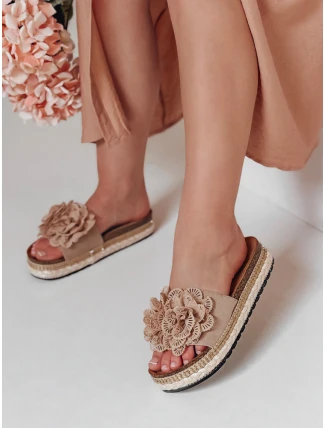 Dámské květinové žabky KWIATARIS khaki FashionStreet ZY0910