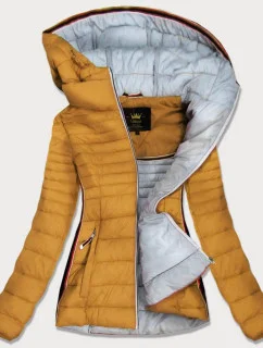 Žlutá dámská prošívaná bunda se vsadkami (7242)