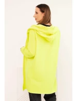 Dámská bavlněná bunda s kapucí a prodlouženým předním dílem neonově žlutý Dámská bavlněná bunda s kapucí a prodlouženým předním dílem neonově žlutý