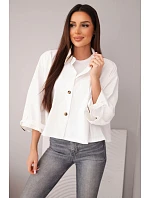 Dámská jarní bavlněná bunda zapínaná na knoflíky s límcem ecru