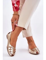 Zazoo 10009 Pohodlné Dámské Kožené Baletky Zlaté