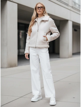 Dámský semišový kabát z ovčí kůže KASAMIRA white FashionStreet TY4739 Dámský semišový kabát z ovčí kůže KASAMIRA white FashionStreet TY4739