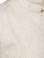 Pánská košile s dlouhým rukávem a stojáčkem ve světle béžové barvě FashionStreet DX2658 Pánská košile s dlouhým rukávem a stojáčkem ve světle béžové barvě FashionStreet DX2658