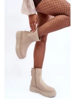 Dámské kožené boty na platformě Bežové Jenefer