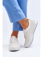 Kožené Sportovní Dámské Tenisky Beige Lalnai