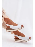 Kožené Sandály Na Klínu Artiker 56C2317 Bílé