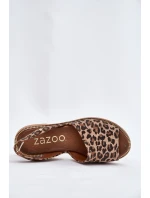 Zazoo 40327 Kožené Nazouvací Sandály Leopardí