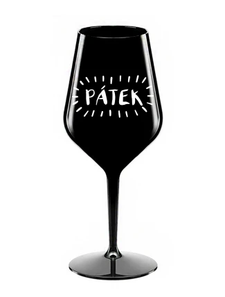 PÁTEK - černá nerozbitná sklenice na víno 470 ml