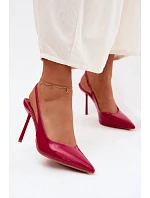 Lakované lodičky sandály z umělé kůže fuchsiové Calera