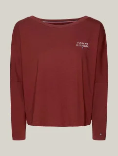 Dámské tričko s dlouhým rukávem UW0UW04153 DW5 kaštanové - Tommy Hilfiger