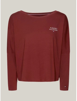 Dámské tričko s dlouhým rukávem UW0UW04153 DW5 kaštanové - Tommy Hilfiger Dámské tričko s dlouhým rukávem UW0UW04153 DW5 kaštanové - Tommy Hilfiger