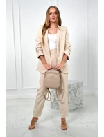 Elegantní souprava saka a kalhot tmavě béžové barvy