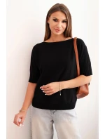 Dámský svetr z viskózy s krátkým rukávem černý