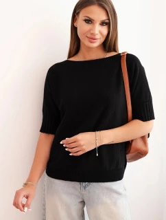 Dámský svetr z viskózy s krátkým rukávem černý