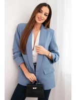 Elegantní sako s klopami denimové modré